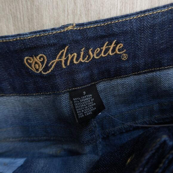 Anisette Denim Jean Mini Skirt NEW Y2K Flap Pockets Snap Button 32" Stretch - Picture 4 of 6